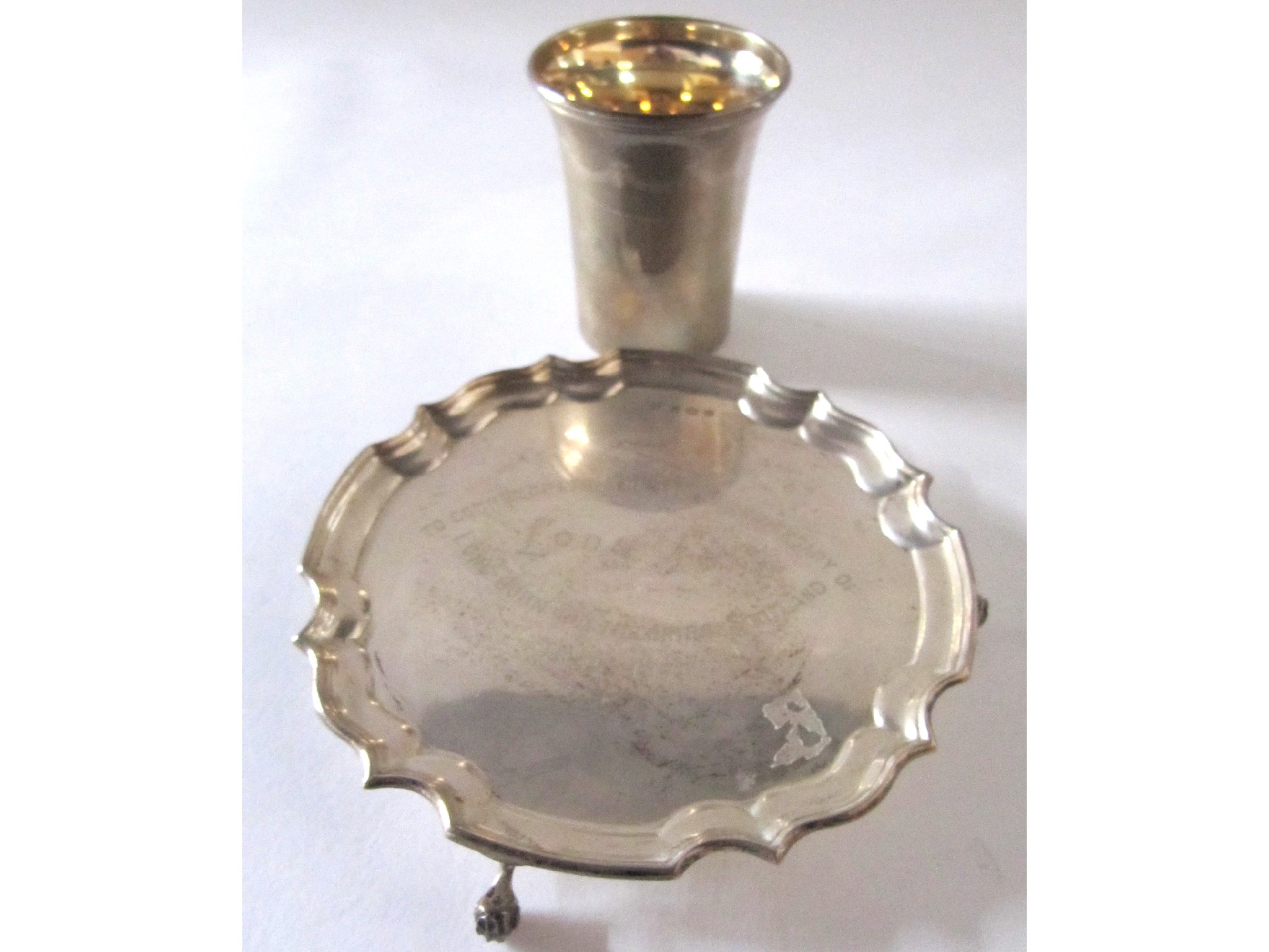 Appraisal: A lot comprising a silver beaker Birmingham and silver card