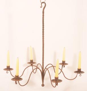 Appraisal: Jerry Martin Wrought Iron Arm Candle Chandelier Twisted Scrolled arms