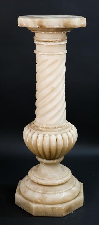 Appraisal: Italian style alabaster pedestal or plinth th century Spiral form