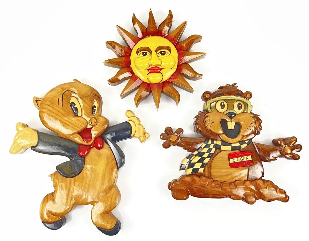 Appraisal: Intarsia Wood P A Barney ArtworksDiameter of sun Pieces are