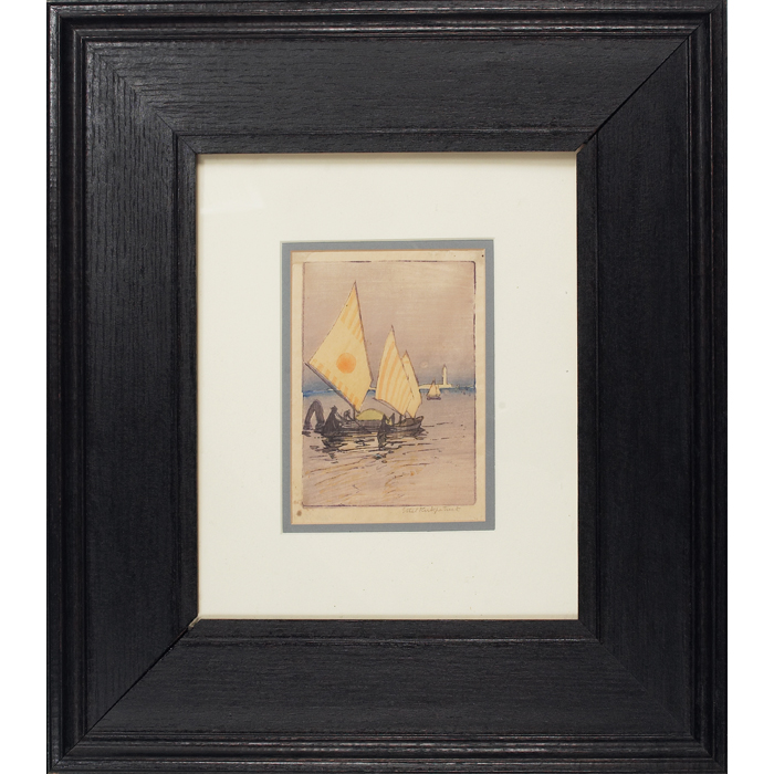 Appraisal: Ethel Kirkpatrick woodblock print ''Sailboats '' pencil signed lower right