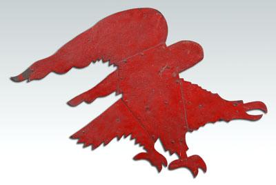 Appraisal: Red painted eagle weathervane with wrought bracing at back riveted