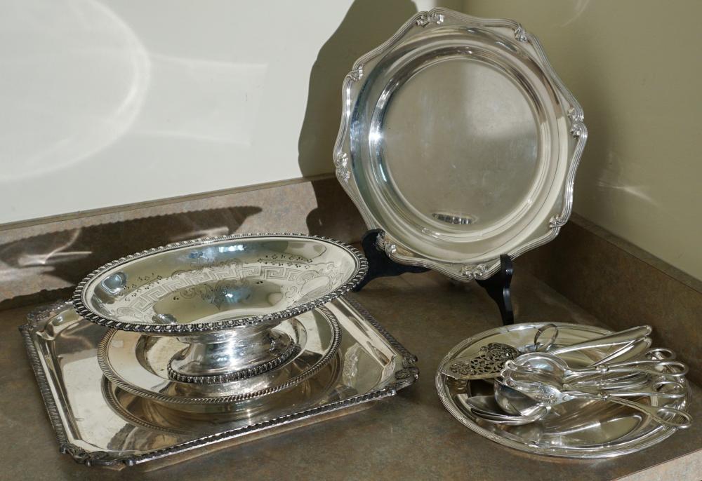 Appraisal: COLLECTION WITH A SILVERPLATE PLATTER THREE DISHES COMPOTE AND EIGHT