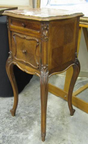 Appraisal: French Style Marble Top Night Stand with drawer '' high