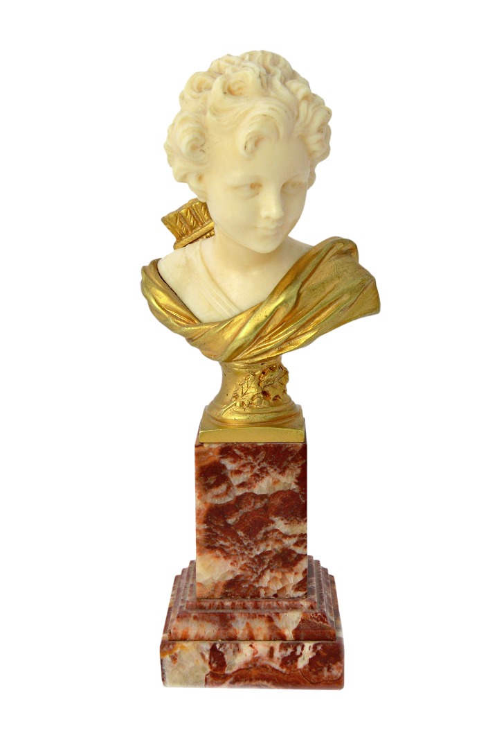 Appraisal: Agathon Leonard French - a gilt bronze and ivory bust