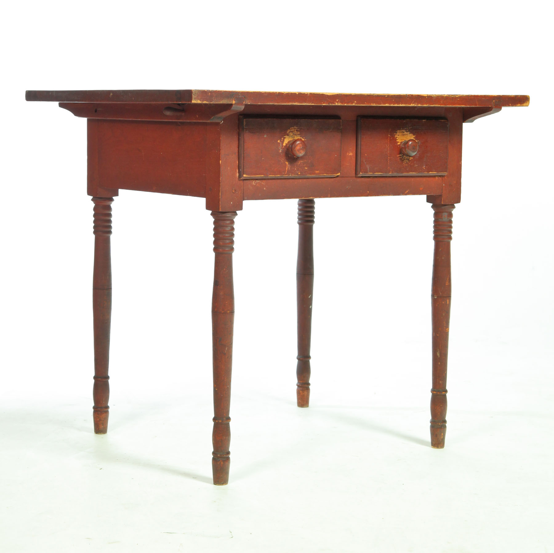 Appraisal: WORK TABLE American th century pine and poplar Two drawers