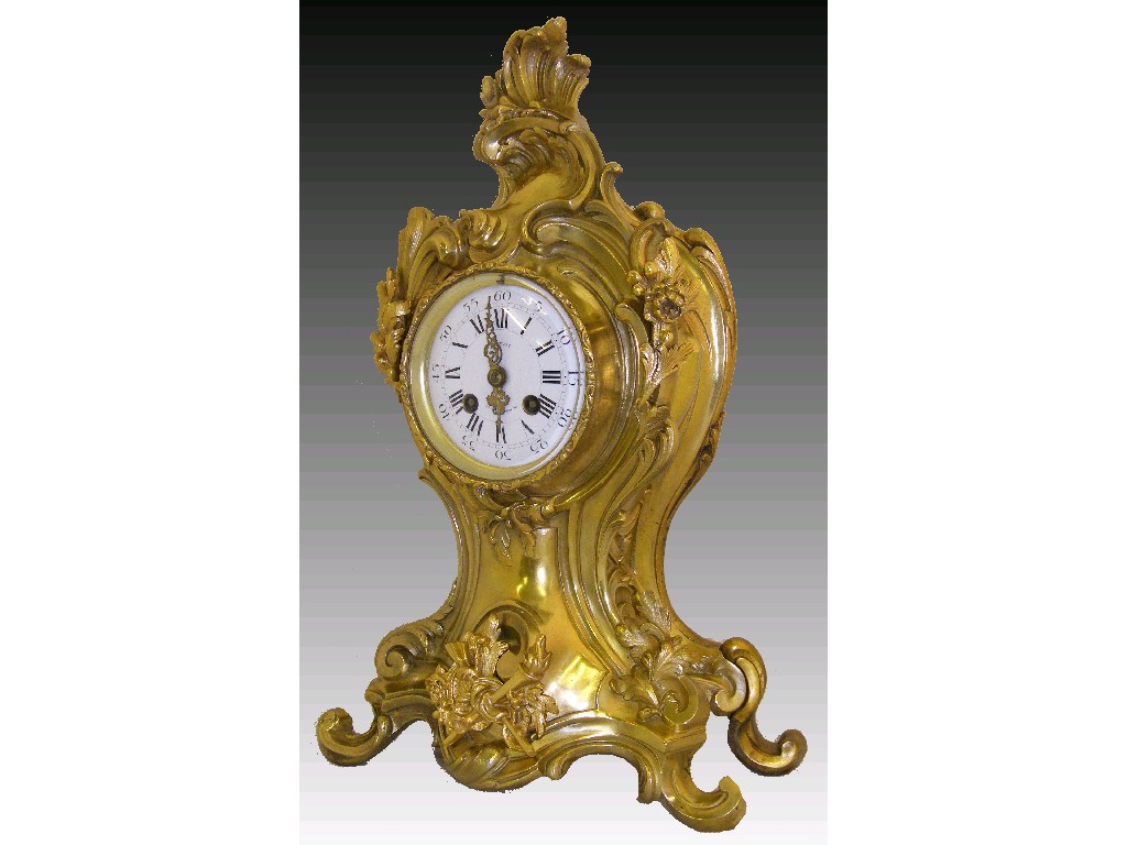 Appraisal: French gilt metal two train mantel clock the Vincenti movement