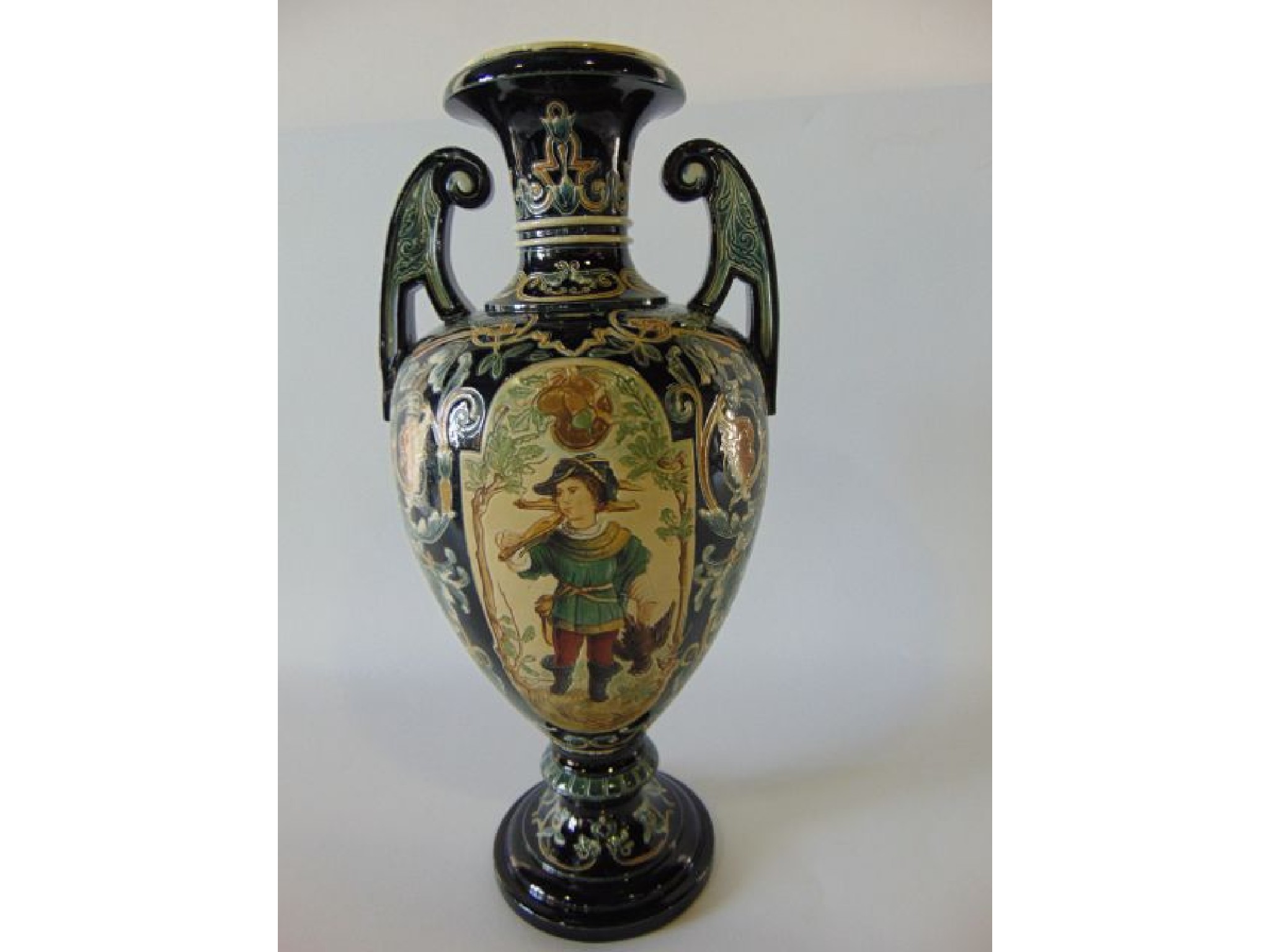 Appraisal: A late th century German majolica two handled vase by