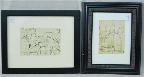 Appraisal: OSCAR BLUEMNER American - TWO DRAWINGS two black crayon drawings