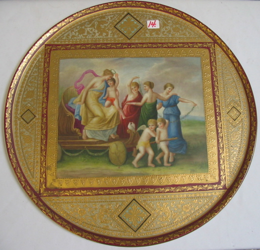 Appraisal: KPM PORCELAIN ROUND CHARGER PLAQUE in diameter The rectangular central