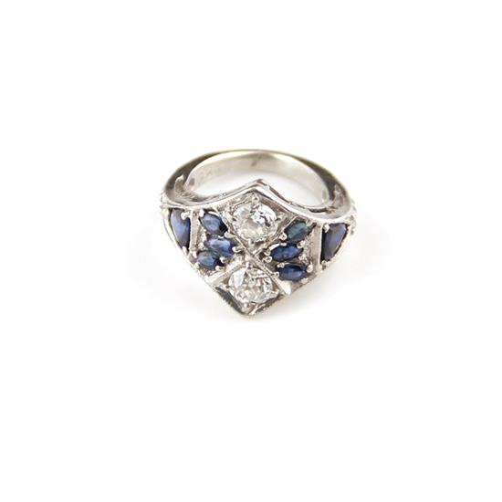 Appraisal: Art Deco style sapphire and diamond ring two Old European-cut