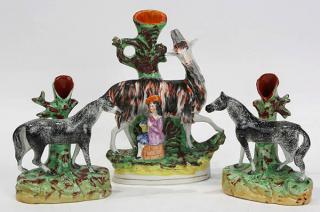 Appraisal: lot of English Staffordshire figural groups mid th century comprising