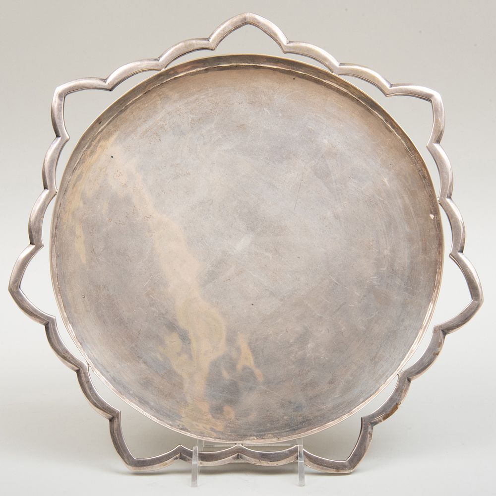 Appraisal: Henry Petzal Silver Circular Tray Henry Petzal Silver Circular Tray