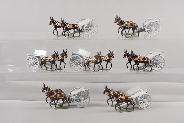 Appraisal: Lot of metal ammunition carts and mules Gloss paint Estimated