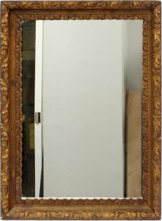 Appraisal: CARVED WOOD WALL MIRROR CARVED WOOD WALL MIRROR H L