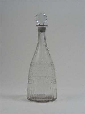 Appraisal: A mallet-shaped decanter and stopper engraved with diamonds and cut