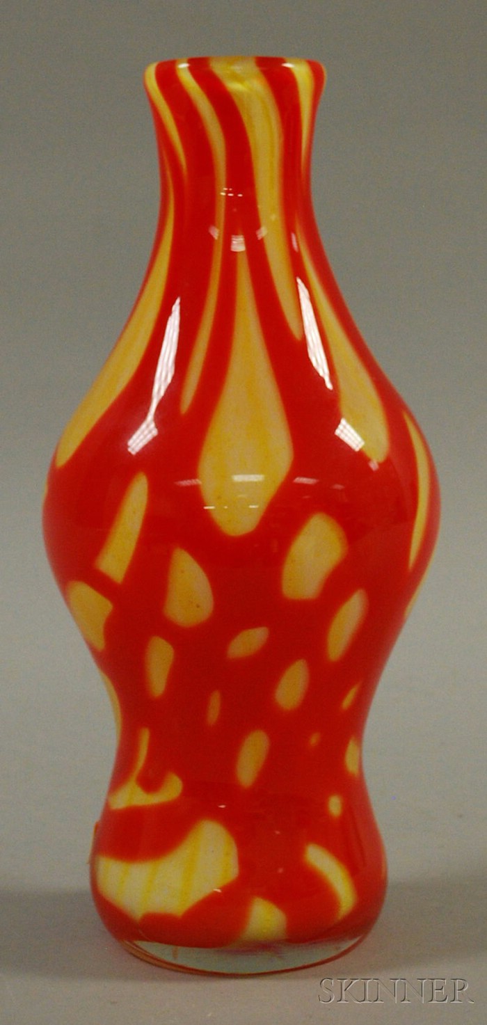 Appraisal: Modernist Colored Art Glass Vase cased glass unmarked ht in