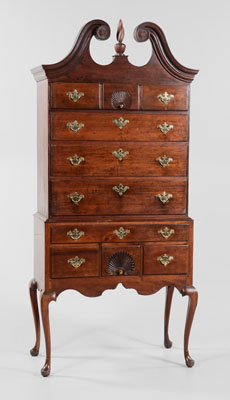 Appraisal: Connecticut Queen Anne Cherry High Chest cherry with poplar and