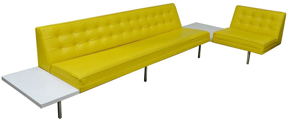 Appraisal: George Nelson for Herman Miller Two-Part Sectional Sofa with tables