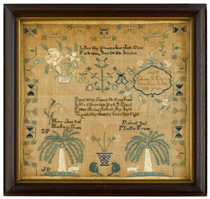 Appraisal: Needleworked sampler elinor s frame's work done in her th