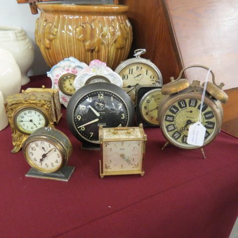 Appraisal: Antique or Vintage Clocks desk or alarm style includes china