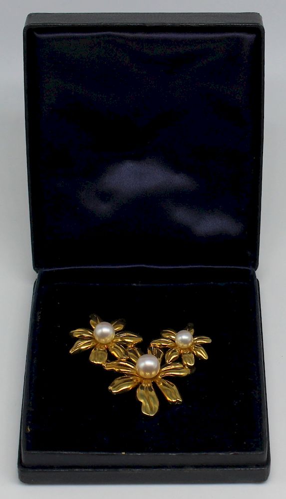 Appraisal: JEWELRY Tiffany Co kt Gold and Pearl Brooch Tiffany Co