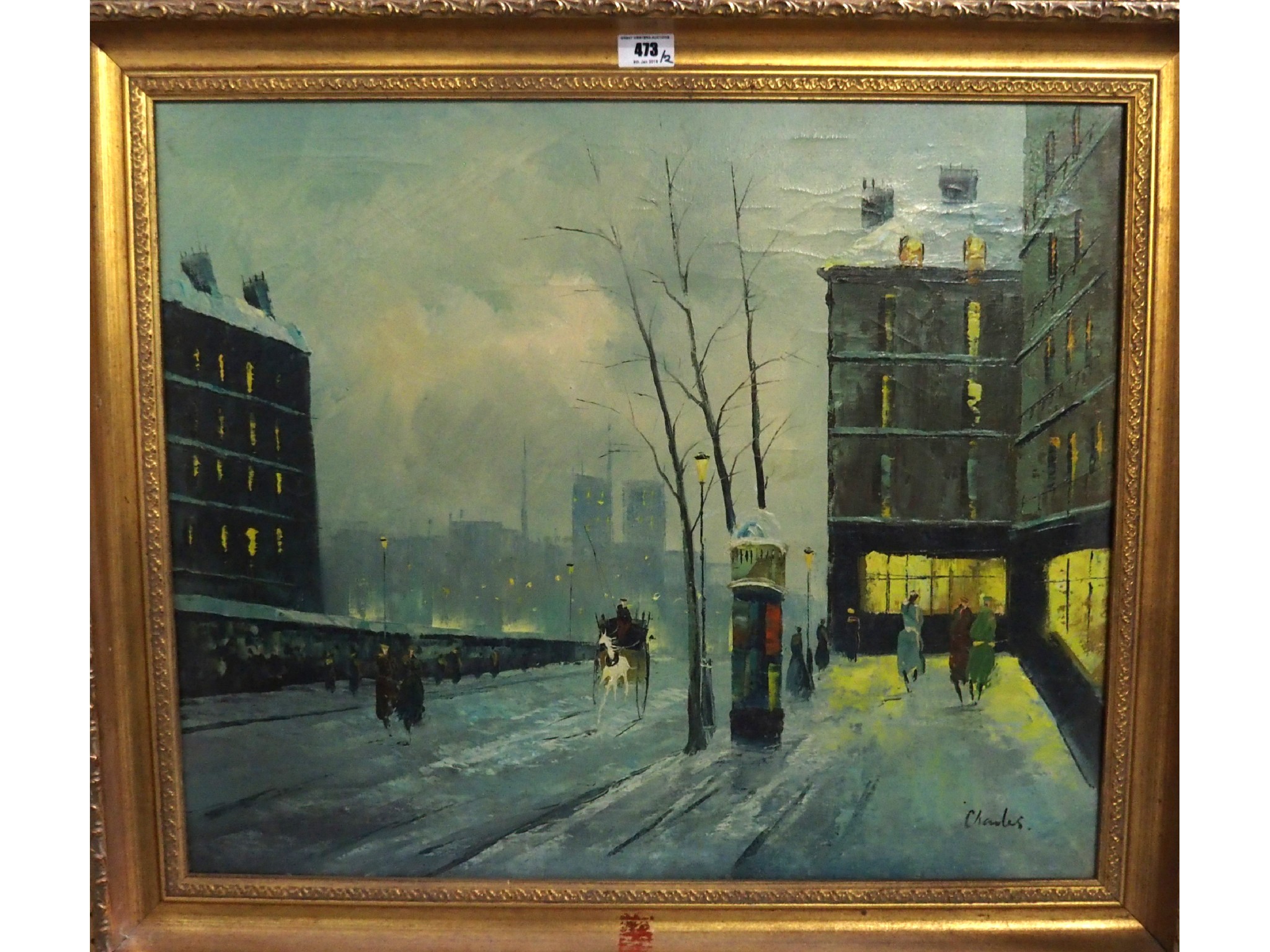 Appraisal: Signed CHARLES By the Siene oil on canvas Irene Halliday