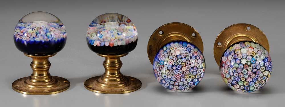 Appraisal: Set of Four Paperweight Doorknobs American or Continental late th