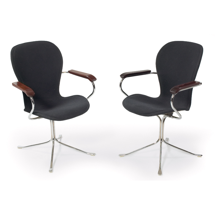 Appraisal: Gideon Kramer ''Ion'' chair pair chromed steel frames with exposedback