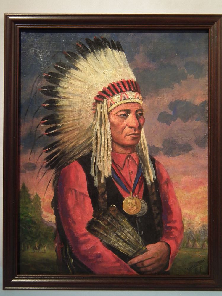 Appraisal: PAINTING OF SITTING BULL BY FROST Old oil painting on