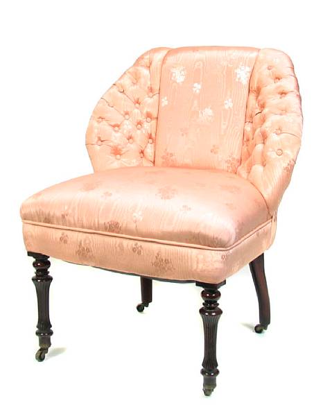 Appraisal: A Victorian upholstered boudoir chair height in width in depth