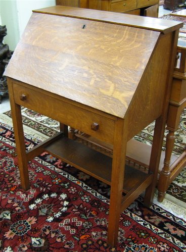 Appraisal: ARTS CRAFTS OAK SLANT-FRONT WRITING DESK American c - the