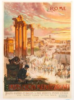 Appraisal: Vintage Poster Rome Paris Carlo Cussetti Italian - Rome Paris-Lyon-M