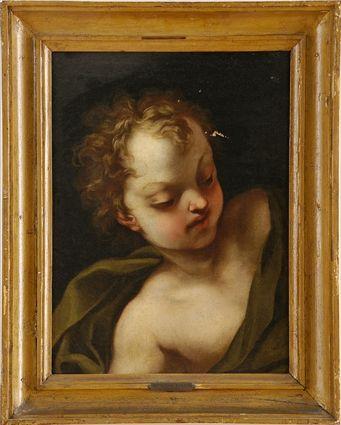 Appraisal: ITALIAN SCHOOL PUTTO Oil on canvas relined x in