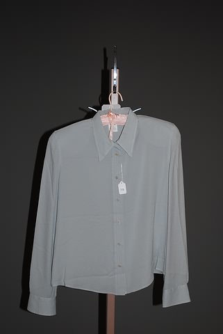 Appraisal: Giorgio Armani gray button front shirt collar silk LS blouse