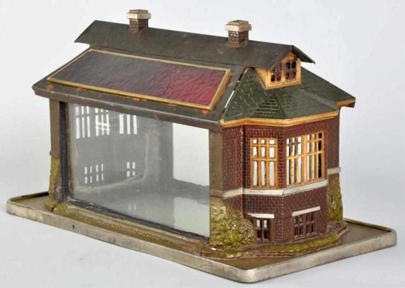 Appraisal: Cast Iron Glass House Signed Jewel Terrarium or fish tank