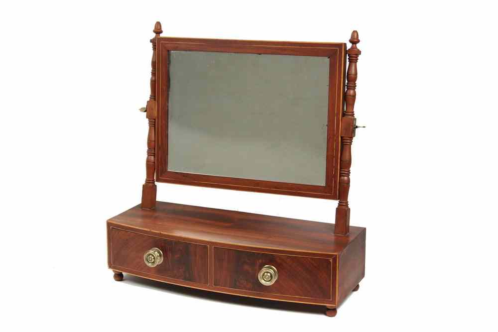 Appraisal: SHAVING STAND - Federal mahogany inlaid bowfront two drawer shaving