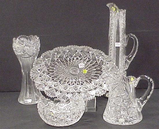 Appraisal: Cut glass pitcher with Gorham silver overlay base sterling content