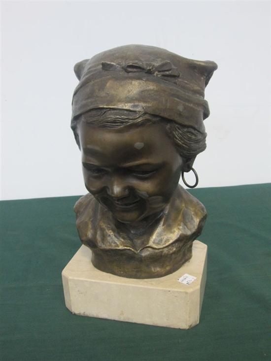 Appraisal: DE MARTINO GIOVANNI ITALIAN - Bronze Bust of a gypsy