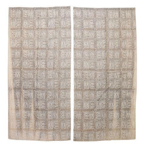 Appraisal: lot of Fortuny Melilla fabric curtain panels cotton Javanese-inspired batik