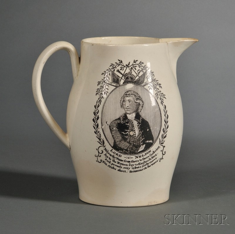 Appraisal: Transfer-Decorated Liverpool Pottery Creamware Pitcher England early th century made