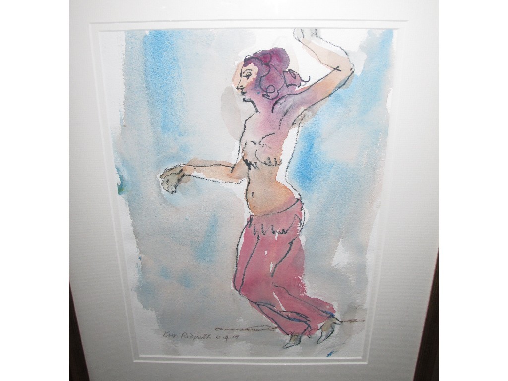 Appraisal: KIM REDPATH Wash over chalk 'Dancer in pink Tunisia' signed