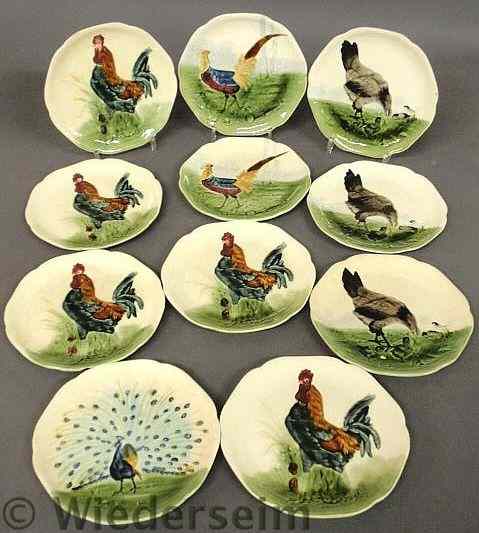 Appraisal: Set of eleven French ceramic bird plates by H Boulenger