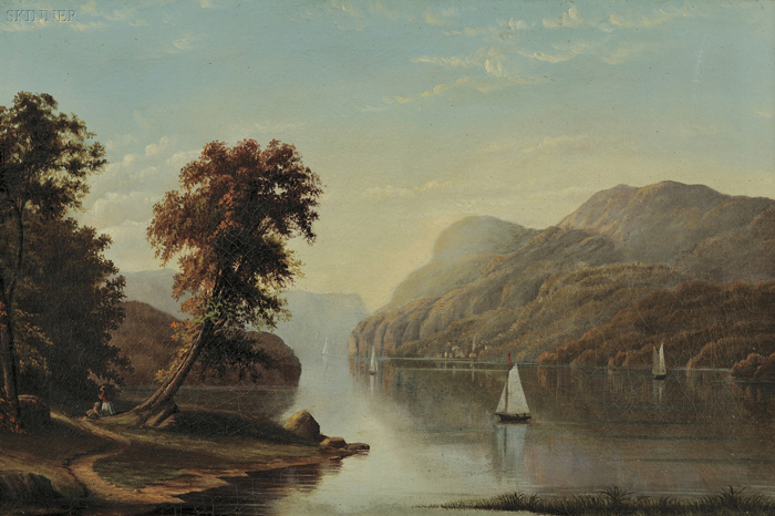 Appraisal: William Partridge Burpee American - Hudson River View with a