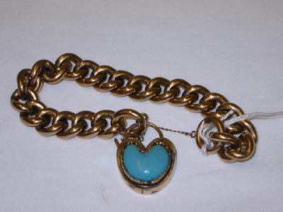 Appraisal: A CT GOLD CHAIN BRACELET with padlock clasp set with