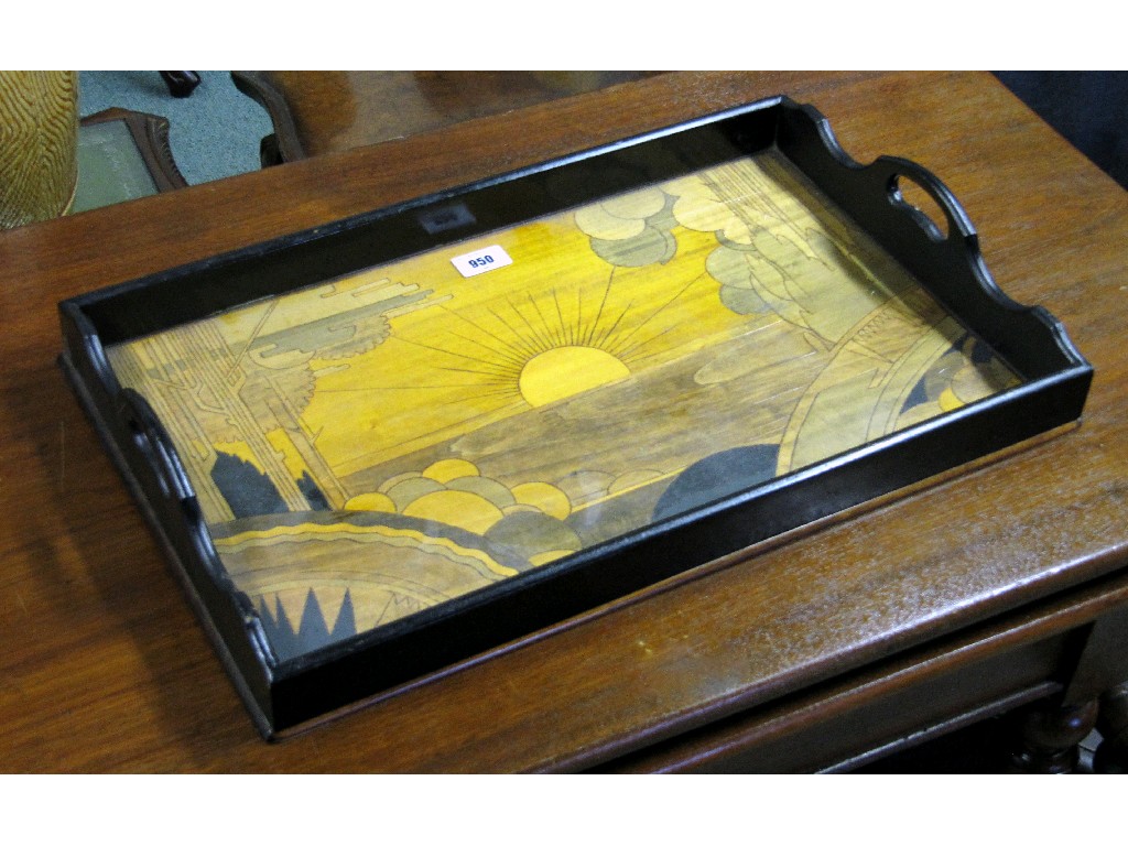 Appraisal: Art Deco penwork tray