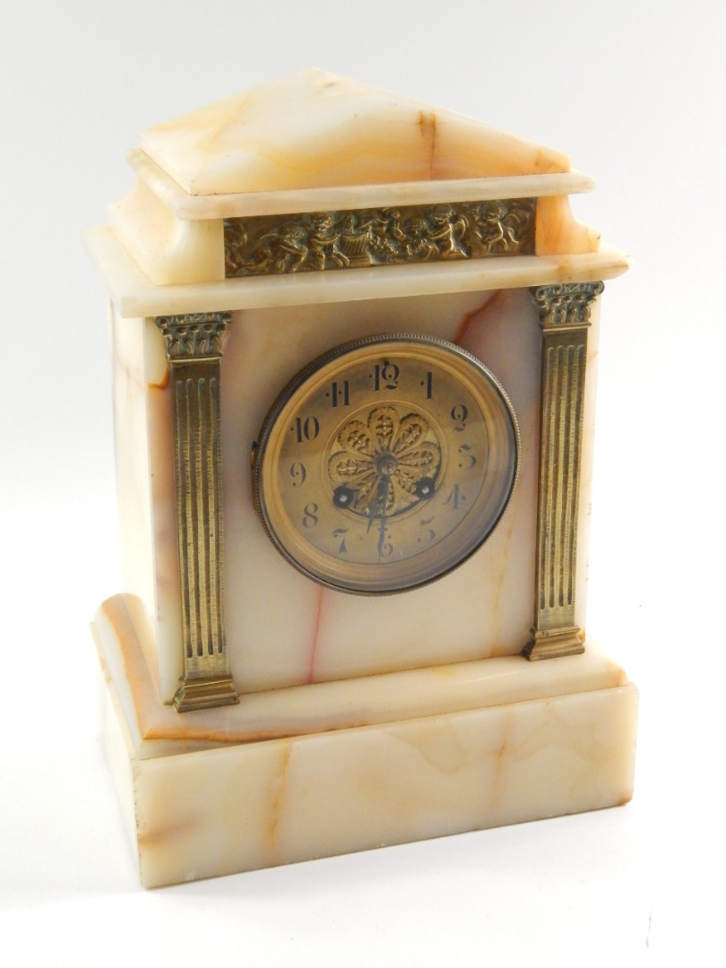 Appraisal: A Victorian white marble cased mantel clock of architectural form