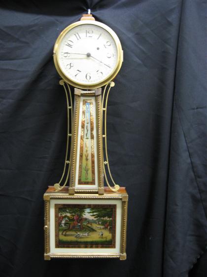 Appraisal: Mahogany and partial gilt banjo clock nd quarter th century