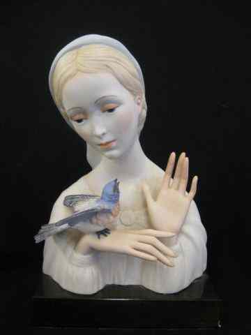 Appraisal: Cybis Porcelain Figurine of Lady Bird wooden base '' tall