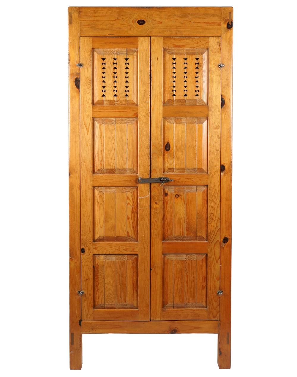 Appraisal: RUSTIC PINE CABINET th century the hinged doors nad side